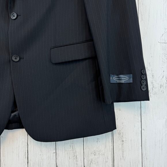 NWT Pronto Uomo Black Pinstripe Wool Platinum 2 Button Blazer Size 44 X-Long - Picture 4 of 16